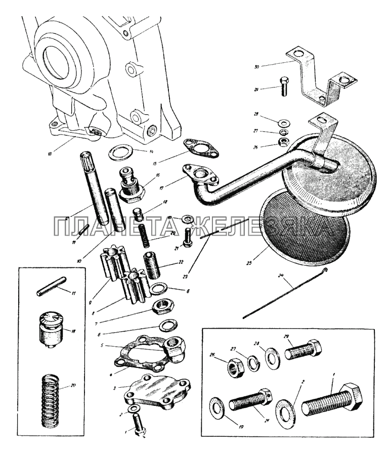 Масляный насос и его маслоприемник ИЖ 427