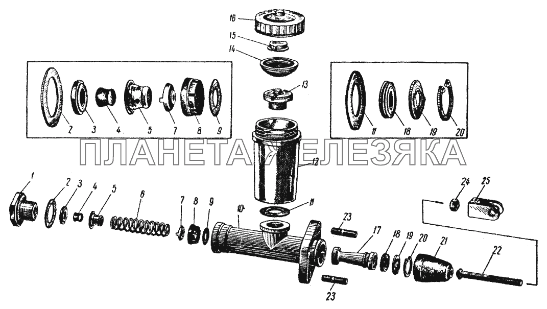 Схема сборки главного тормозного цилиндра газель