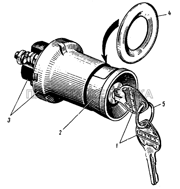 Включатель (замок) зажигания и выключатель стартера ИЖ 434