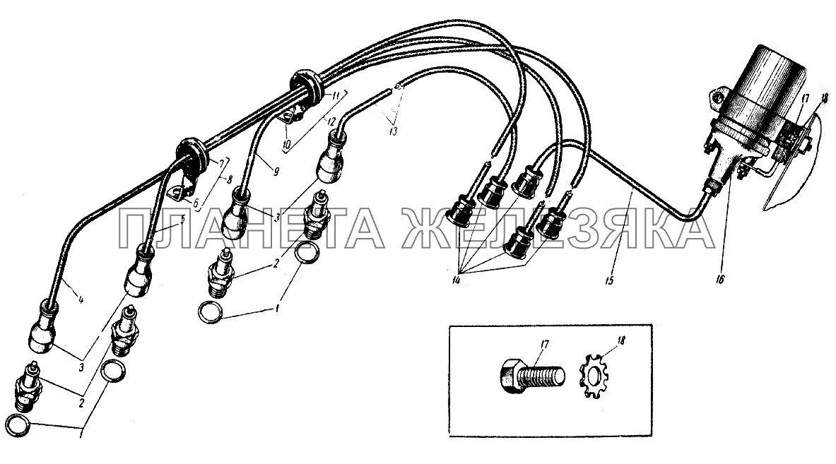 Катушка, свечи зажигания и соединительные провода ИЖ 434