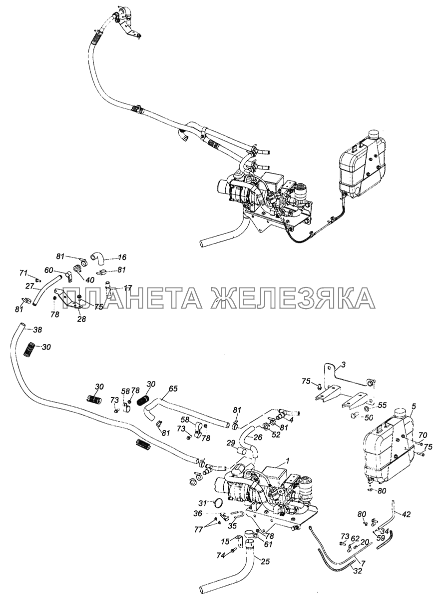 5308-8106004 Установка подогревателя 14TC с автономным топливным бачком КамАЗ-4308 (Евро 4)