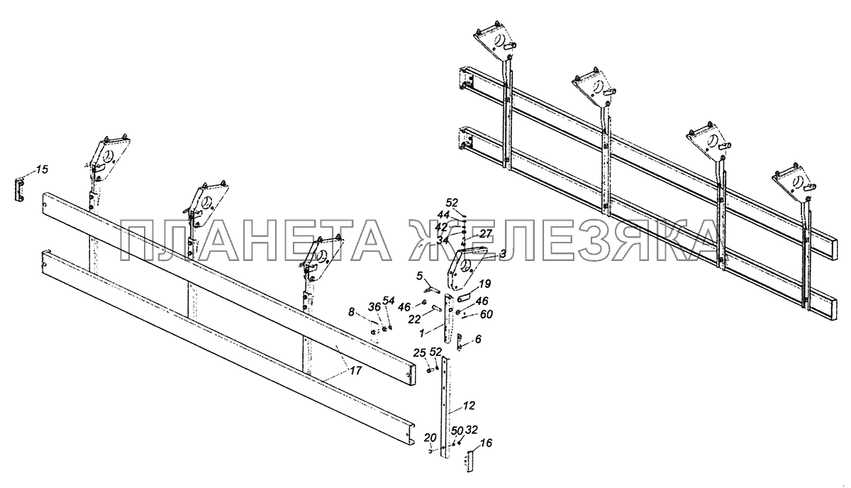 4308-8410003-74 Установка.боковой защиты КамАЗ-4308 (Евро 4)