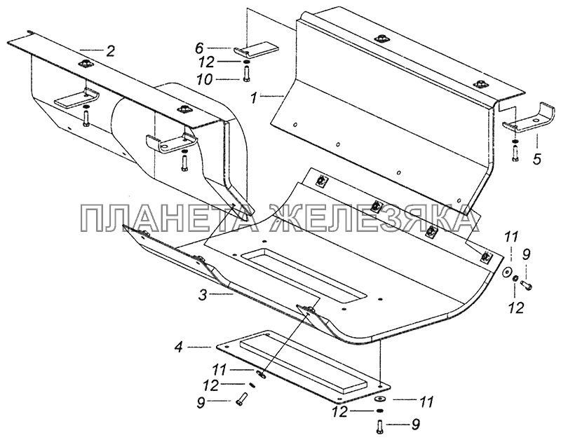 5308-1580004-10 Установка нижнего шумоизоляционного экрана КПП КамАЗ-4308 (Евро 4)