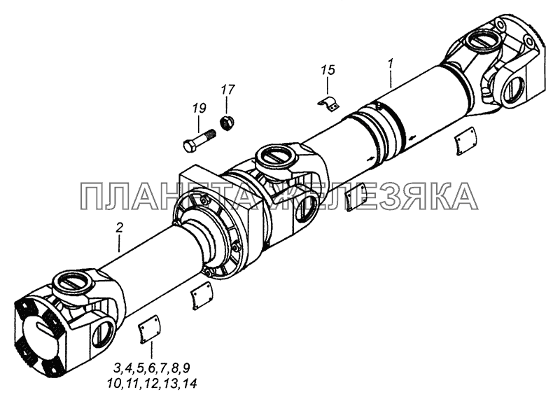 4308-2201006-83 Вал карданный трехшарнирный КамАЗ-4308 (Евро 4)