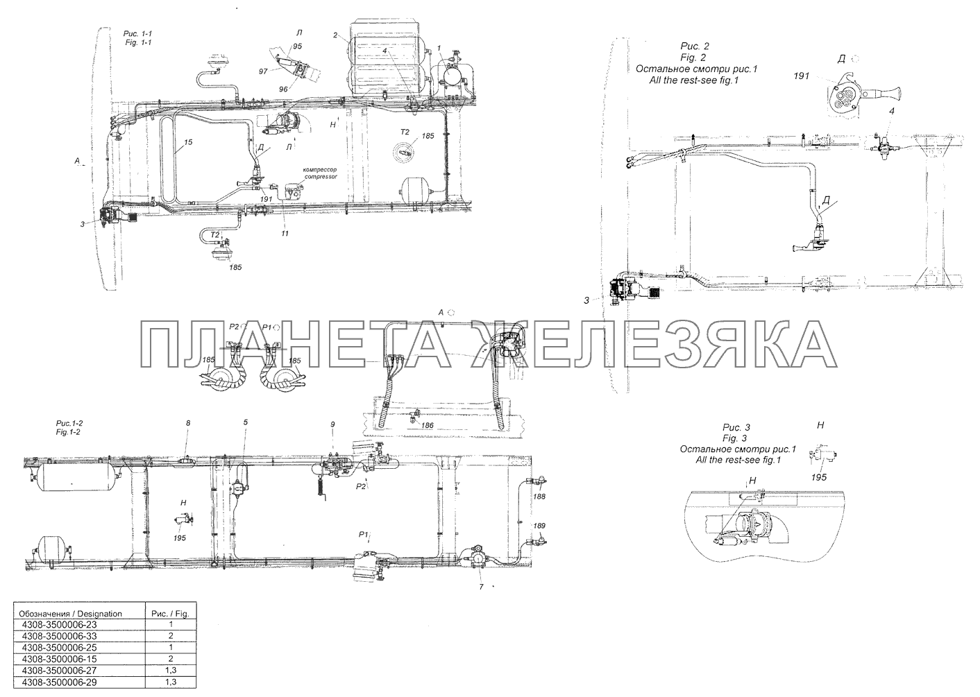 4308-3500006-23 Установка пневмотормозов КамАЗ-4308 (Евро 3)