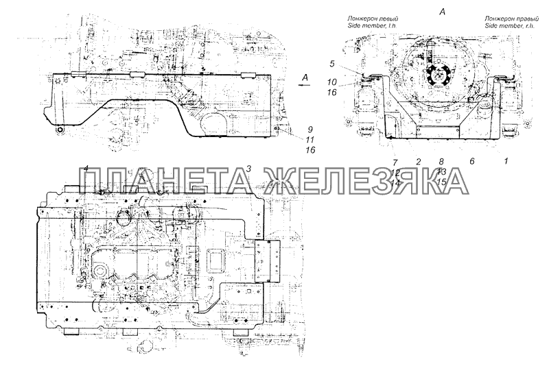 4308-1080010-30 Установка шумоизоляционного экрана силового агрегата нижнего КамАЗ-4308 (Евро 3)