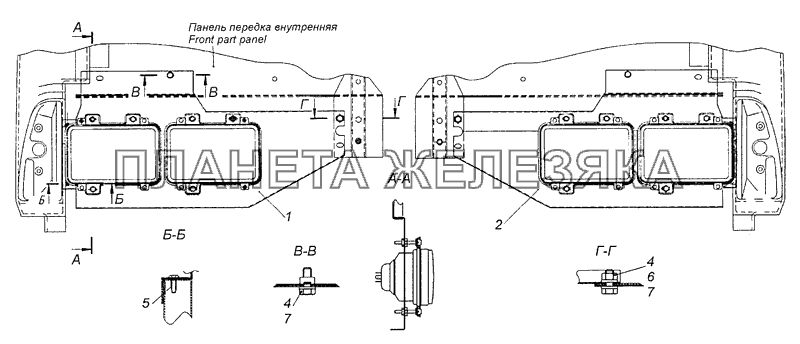 4308-3711001 Установка фар КамАЗ-4308 (Евро 3)