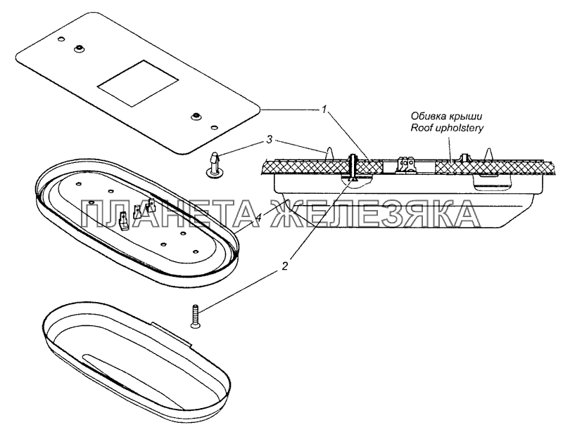 53205-3714001-10 Установка плафонов КамАЗ-4308 (Евро 3)