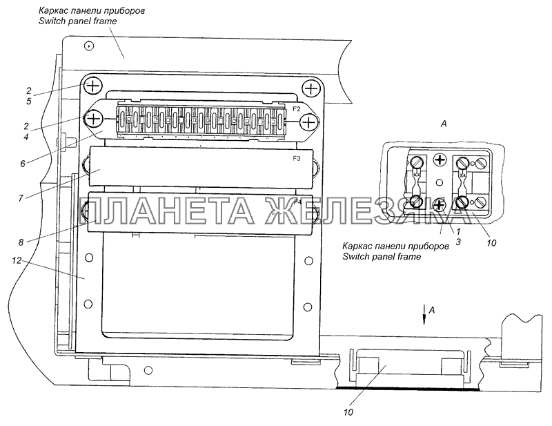 4308-3722001-30 Установка предохранителей КамАЗ-4308 (Евро 3)