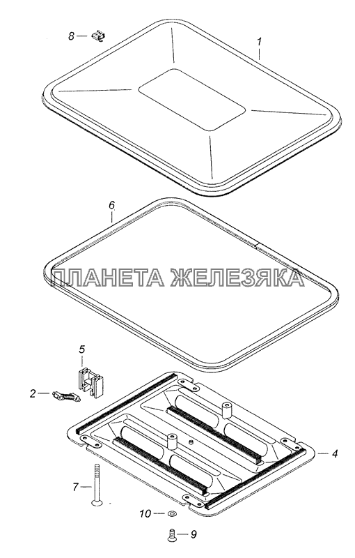 53205-5713008 Установка вентиляционного люка крыши КамАЗ-4308 (Евро 3)