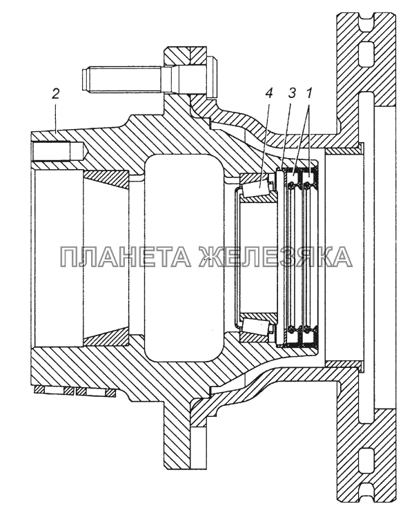 Ступица заднего колеса с диском тормоза, подшипником и манжетами в сборе 4308-3104009-32 КамАЗ-4308