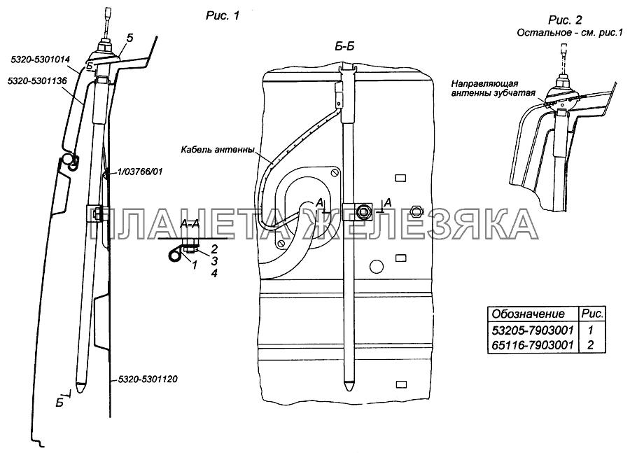 Установка антенны 53205-7903001 КамАЗ-4308