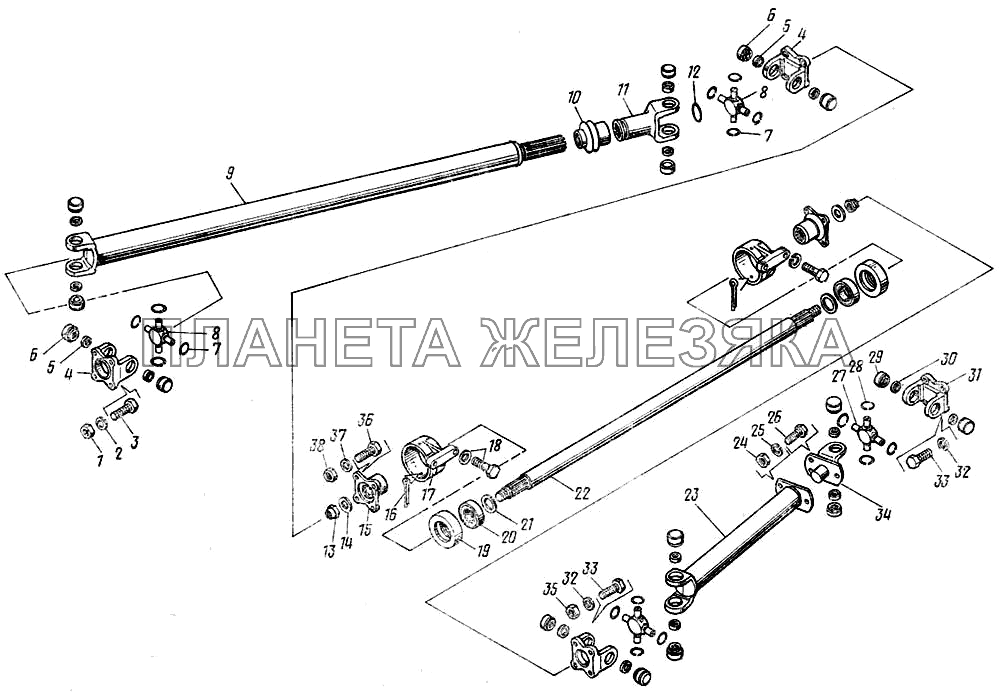 Валы карданные лебедки КамАЗ-43101