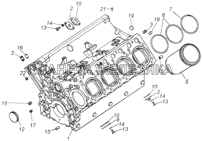 Блок цилиндров КамАЗ-4326 (каталог 2003г)