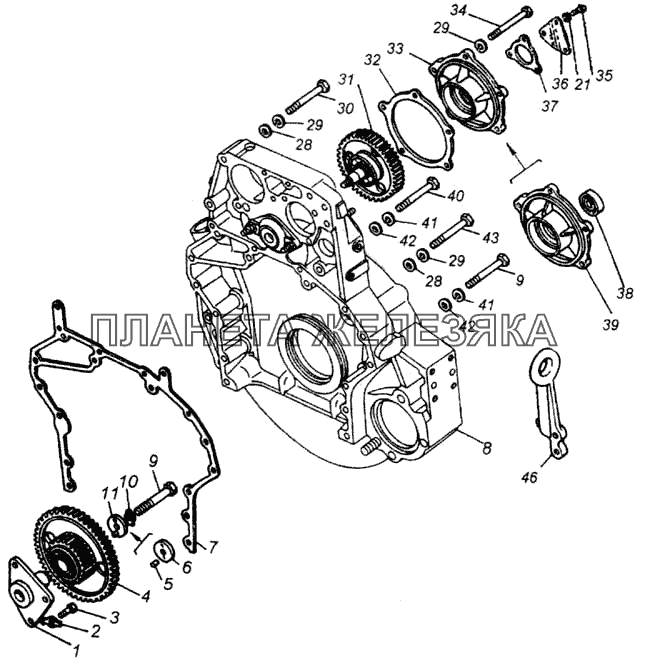 Установка картера маховика КамАЗ-43114