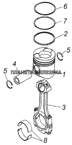 Поршень с шатуном и кольцами КамАЗ-43118