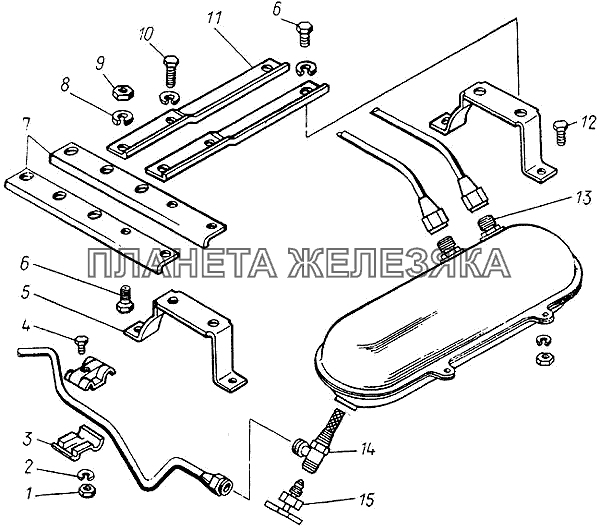 Крепление топливного бачка подогревателя КамАЗ-4326 (каталог 2003г)