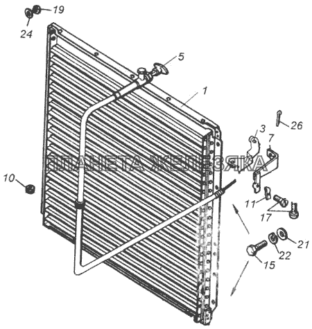 Установка жалюзи радиатора КамАЗ-4326 (каталог 2003г)