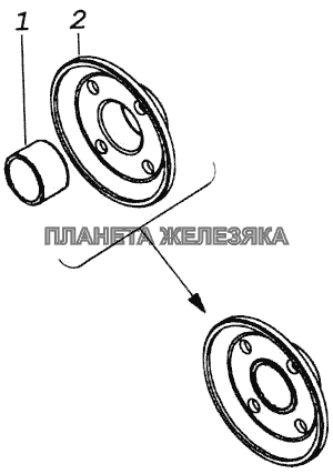 Ступица шестерни низшей передачи с втулкой КамАЗ-4326 (каталог 2003г)
