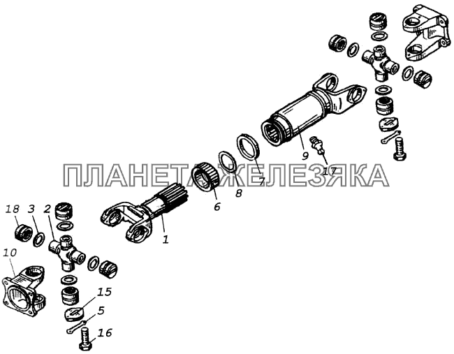 Вал карданный основной КамАЗ-4326 (каталог 2003г)