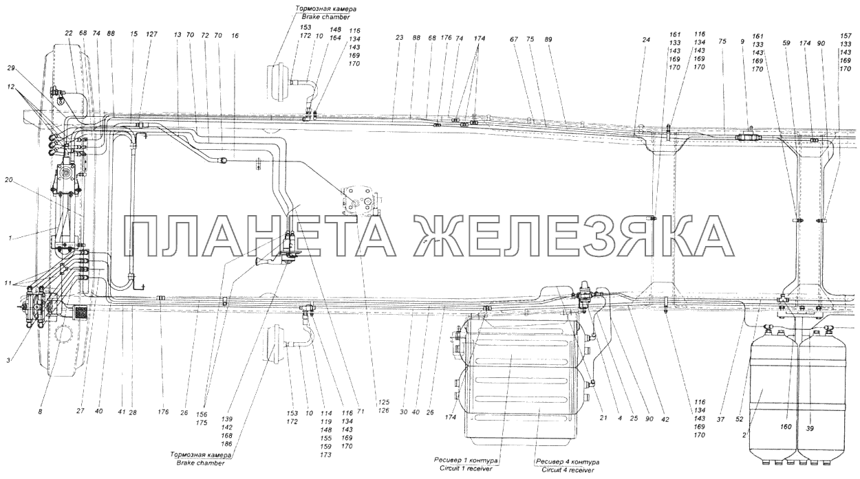 Установка пневмотормозов КамАЗ-43114