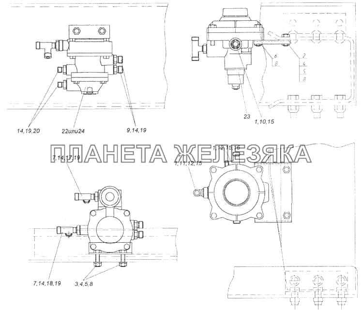 Установка клапана управления тормозами прицепа КамАЗ-43118