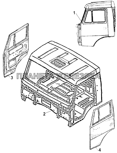 Кабина с дверями окрашенная КамАЗ-43114