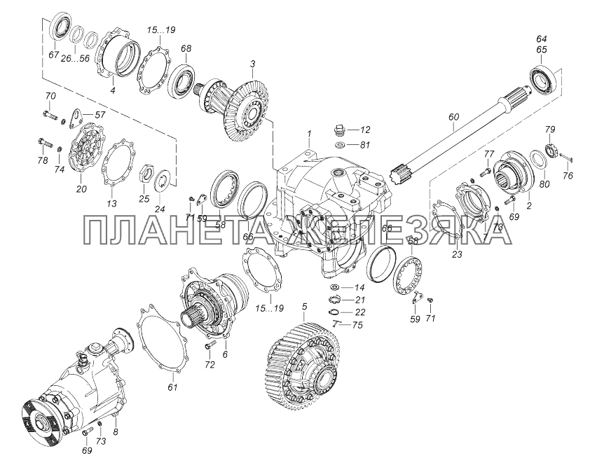 65115-2502011-10 Передача главная среднего моста КамАЗ-43118 (Евро 4)