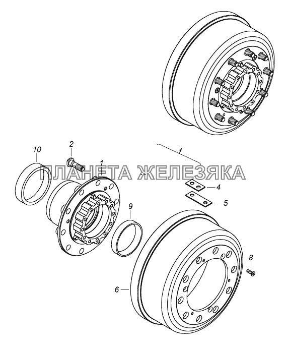 43114-3103010-10 Ступица колеса с барабаном тормоза КамАЗ-43118 (Евро 4)