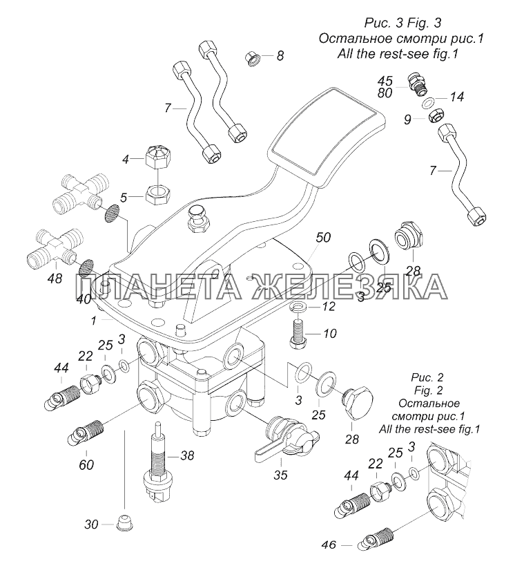 6520-3500014-34 Установка двухсекционного тормозного крана КамАЗ-43118 (Евро 4)