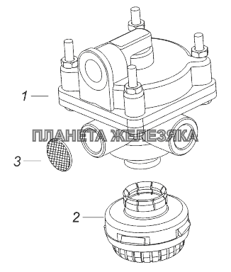 2233-3518010-20 Ускорительный клапан с глушителем КамАЗ-43118 (Евро 4)