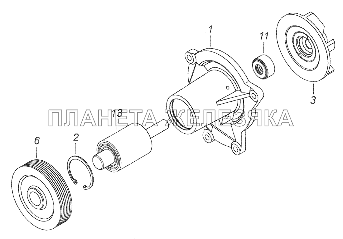 740.50-1307010 Водяной насос КамАЗ-43253 (Часть-1)