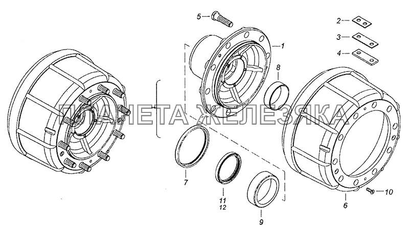 65115-3103010 Ступица переднего колеса с барабаном тормоза КамАЗ-43253 (Часть-1)