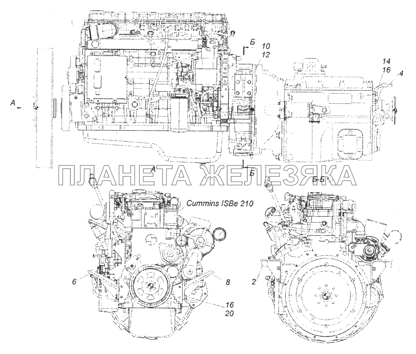 43255-1001000 Установка опор силового агрегата КамАЗ-43253 (Часть-1)