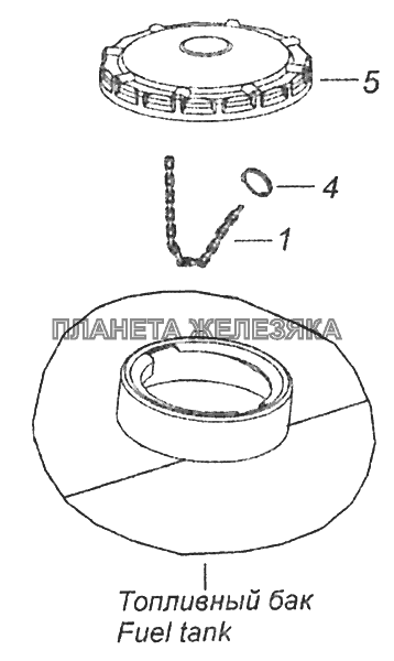 53215-1103001 Установка крышки топливного бака КамАЗ-43253 (Часть-1)