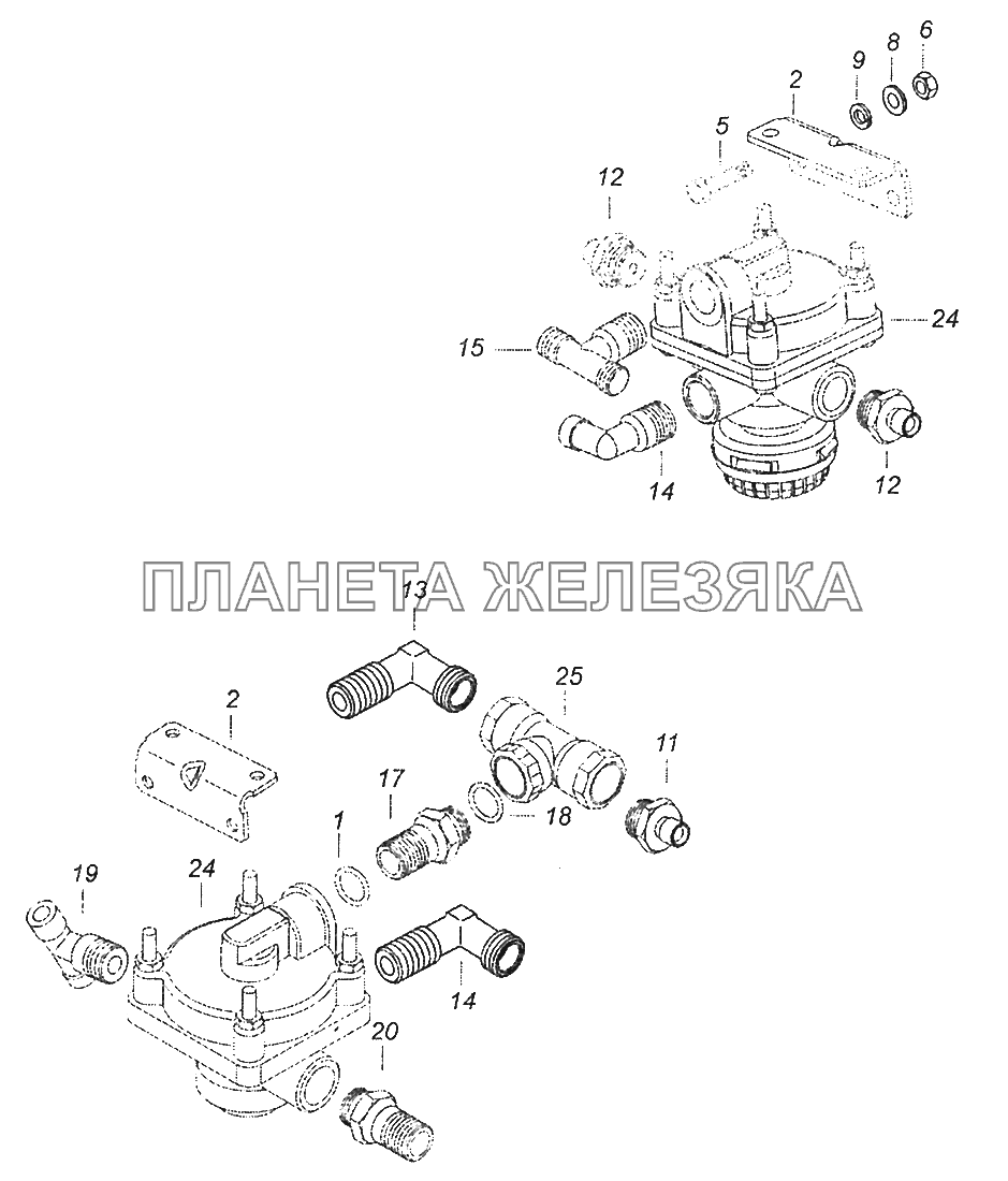 43253-3500018-04 Установка ускорительных клапанов КамАЗ-43253 (Часть-2)