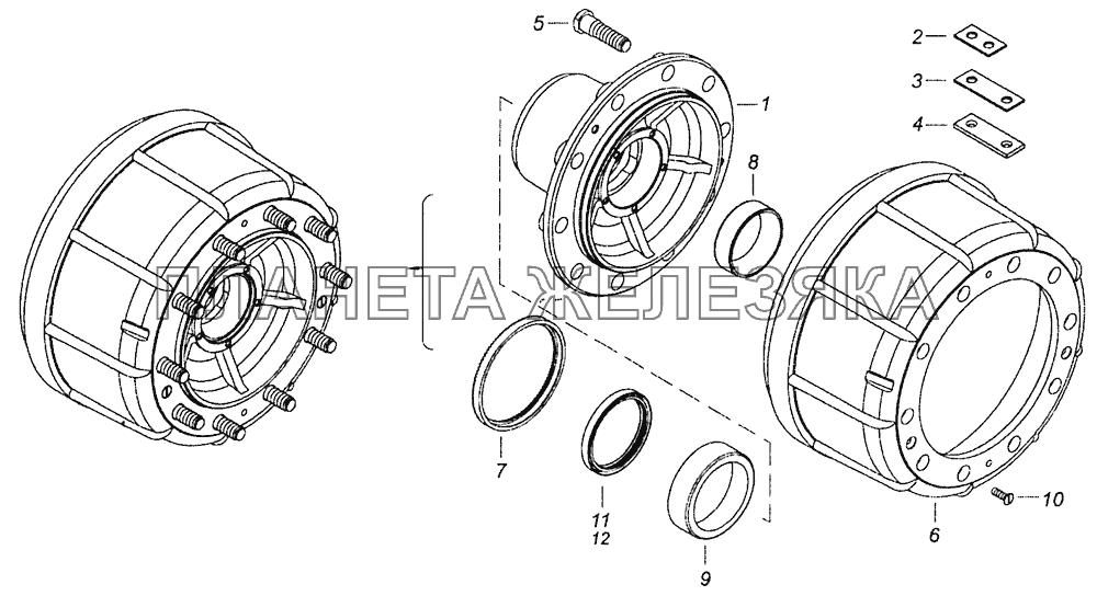 65115-3103010 Ступица переднего колеса с барабаном тормоза КамАЗ-43253, 43255 (Евро-4)