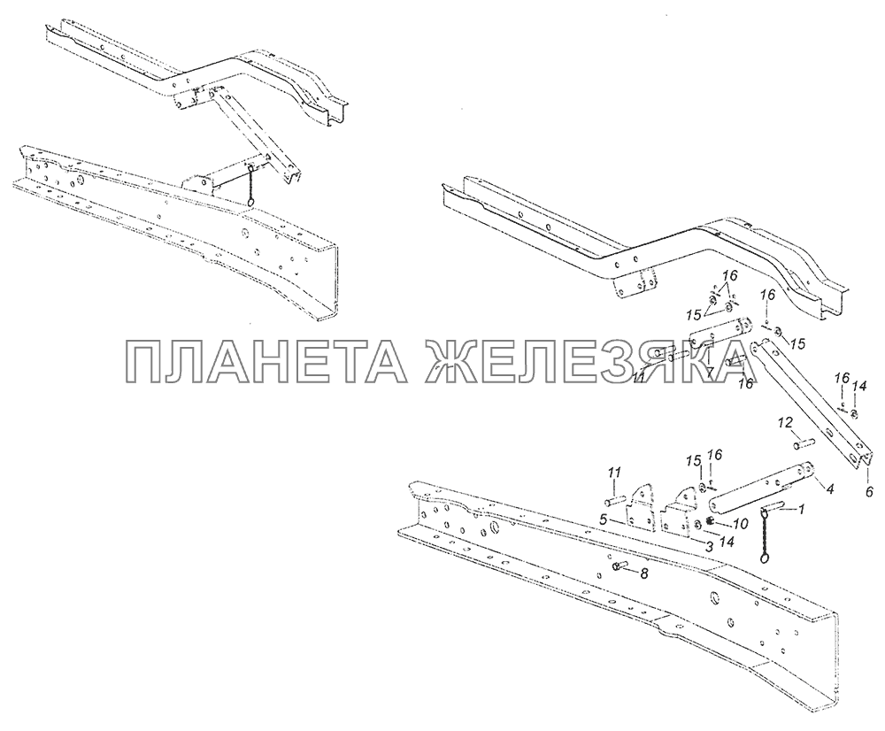 43114-5002051-10 Установка ограничителя подъема кабины КамАЗ-43255 (Евро-3)