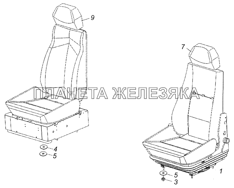 54115-5000120 Установка сидений КамАЗ-43255 (Евро-3)