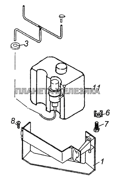 6520-5208004 Установка омывателя КамАЗ-43255 (Евро-3)