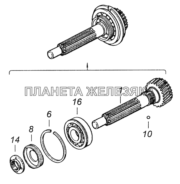 141.1701025-30 Вал первичный коробки передач КамАЗ-43255 (Евро-3)