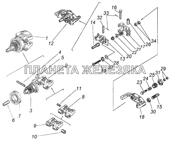 Державка грузов регулятора. Рычаги с корректорами КамАЗ-4326