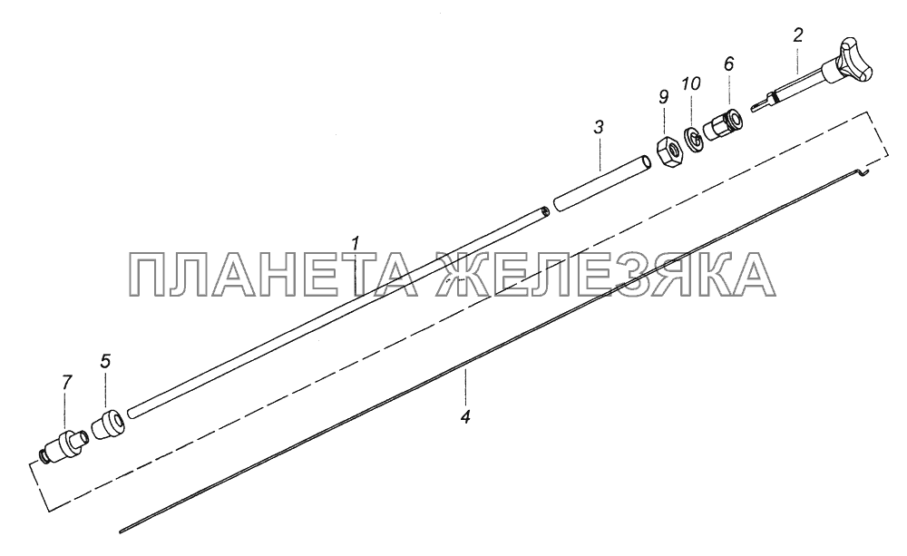 5425-1108130 Тяга ручного останова двигателя КамАЗ-43261 (Евро-1, 2)