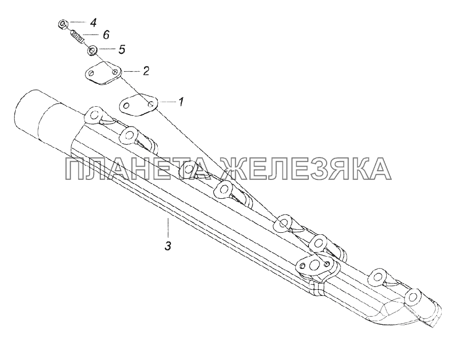 7406.1303100-10 Труба водяная правая КамАЗ-43261 (Евро-1, 2)