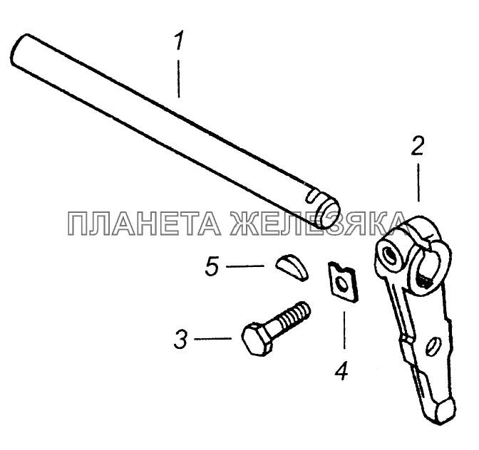 15.1771110 Валик вилки механизма переключения с рычагом КамАЗ-43261 (Евро-1, 2)