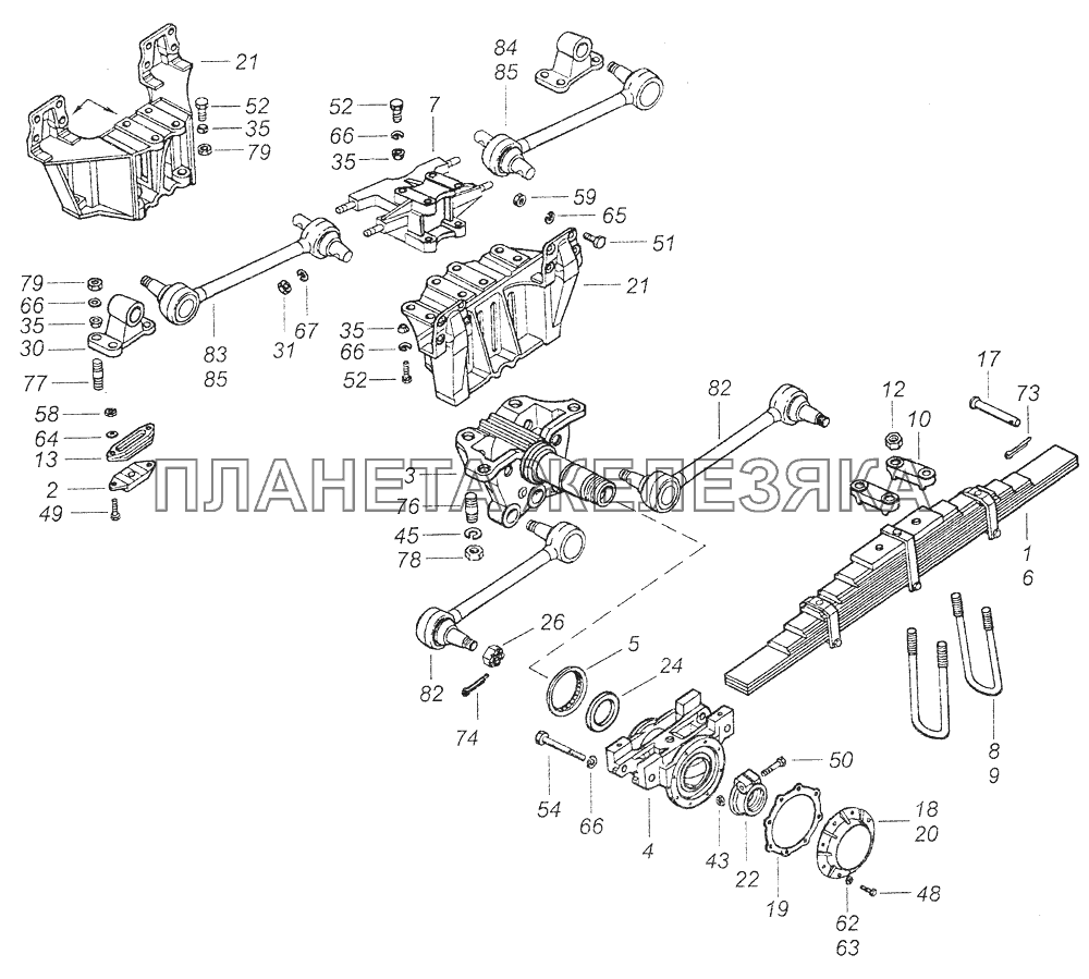 53228-2900002-10 Установка задней подвески КамАЗ-43261 (Евро-1, 2)