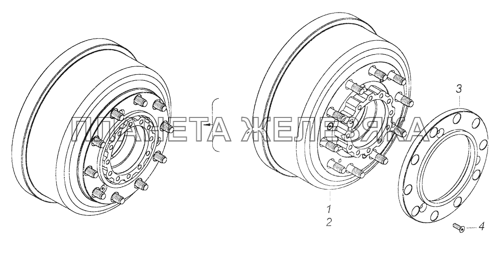 43118-3103009-10 Ступица с барабаном тормоза и проставочным кольцом КамАЗ-43261 (Евро-1, 2)