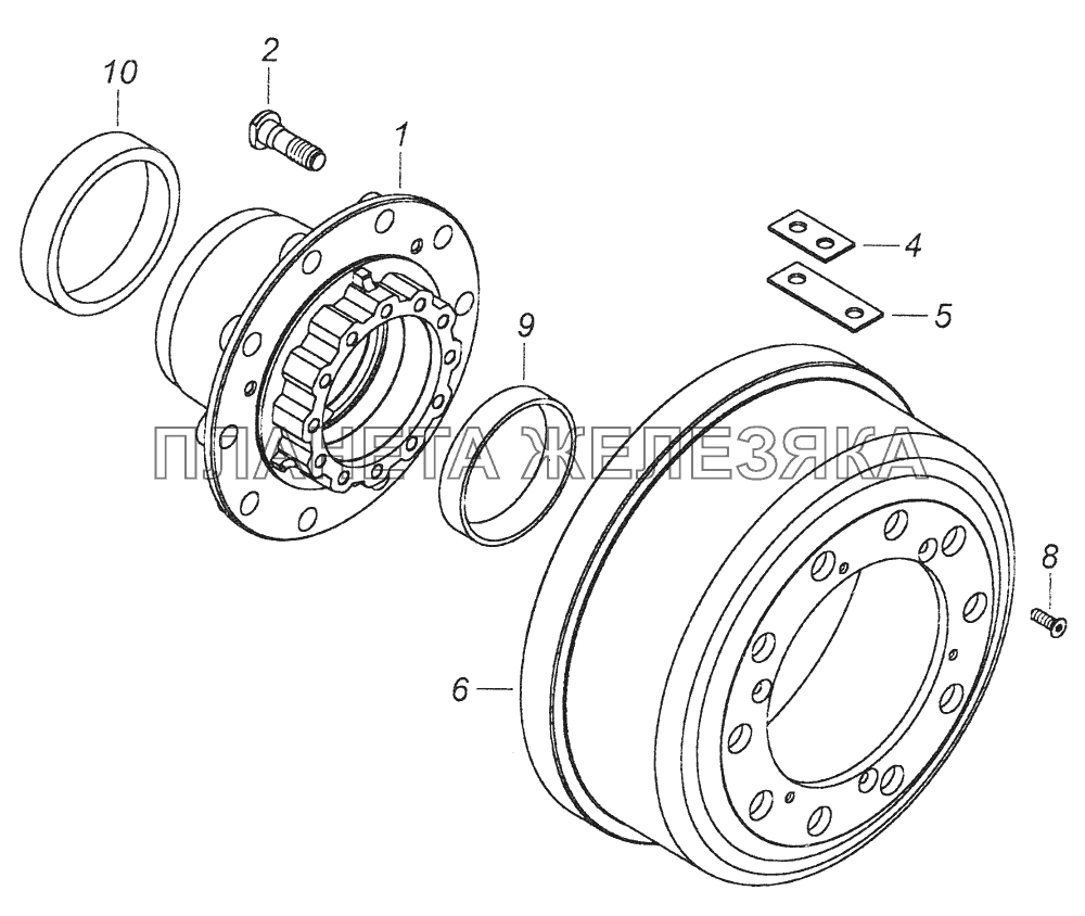 43114-3103010-10 Ступица колеса с барабаном тормоза КамАЗ-43261 (Евро-1, 2)