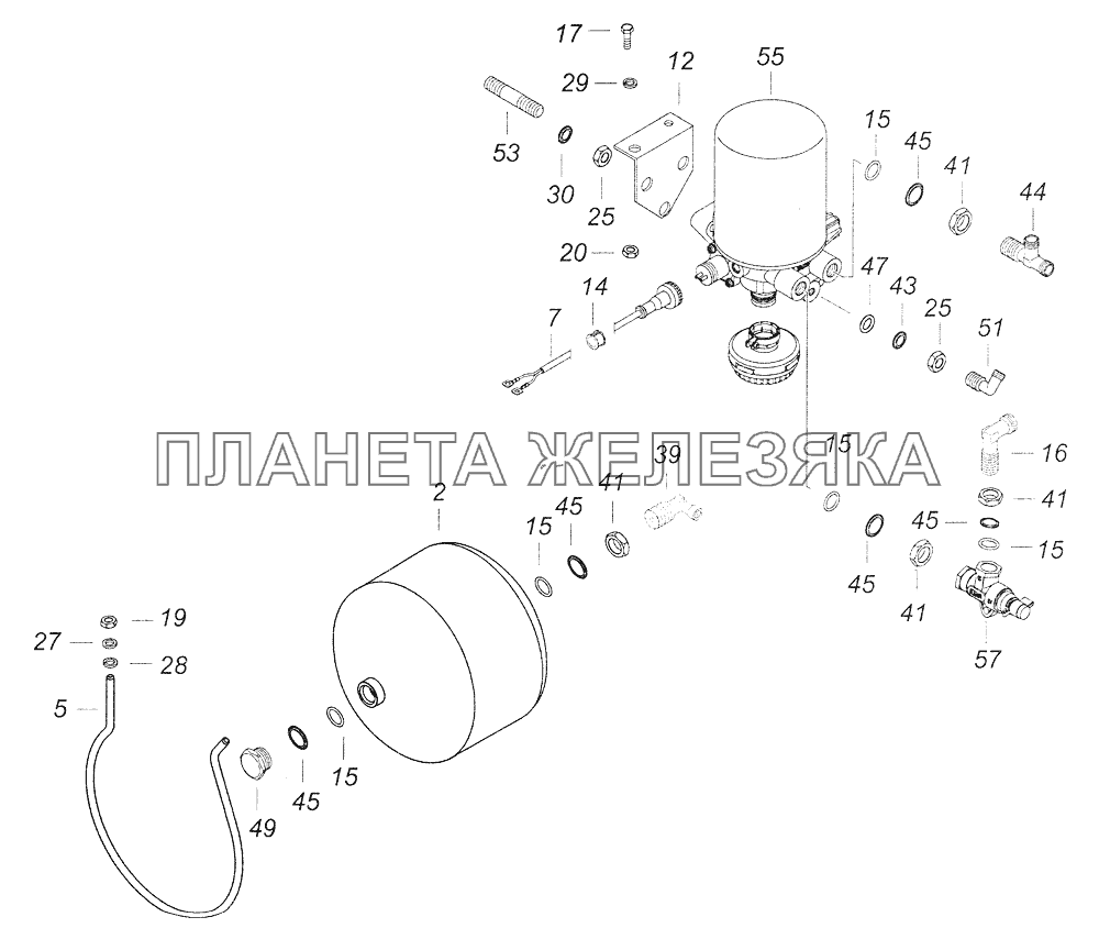 43114-3500011-17 Установка осушителя КамАЗ-43261 (Евро-1, 2)