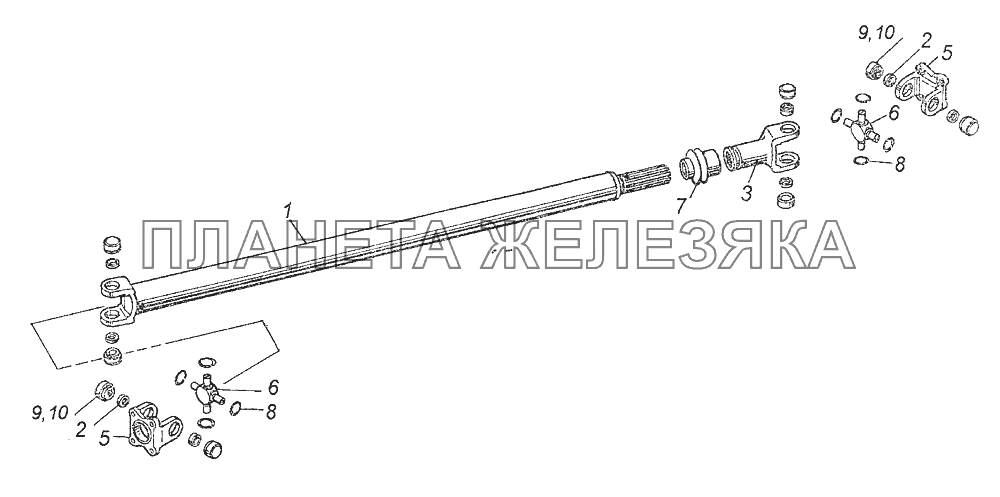 43114-4502010-30 Вал карданный лебедки передний КамАЗ-43261 (Евро-1, 2)